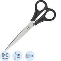 Ножницы 160 мм тупоконечные с пластиковыми симметричными ручками черного цвета Attache - фото