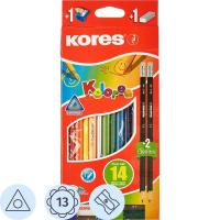 Карандаши цветные 12 цветов трехгранные Kores - фото