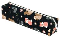 Пенал тубус на молнии Creativiki Лисята черный - фото