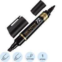 Маркер перманентный двухсторонний черный Deli Mate (толщина линии 1,5/2-6 мм) - фото