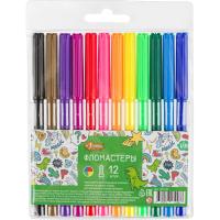 Фломастеры 12 цветов Выбор есть Отличник с вентилируемыми колпачками смываемые - фото