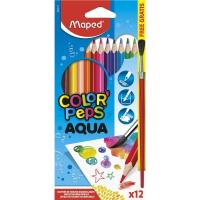 Карандаши акварельные 12 цветов трехгранные с кистью Maped Color'peps Aqua - фото