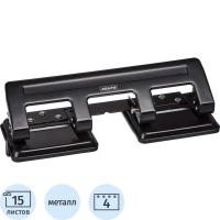 Дырокол на 4 отверстия до 15 листов Attache черный - фото
