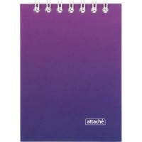 Блокнот А7 в клетку 40 л на спирали Attache Градиент фиолетовый - фото