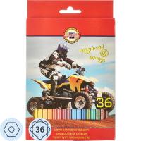 Карандаши цветные 36 цветов шестигранные Koh-I-Noor Sport - фото