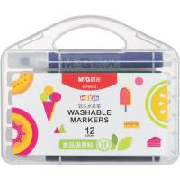 Фломастеры 12 цветов M&G с вентилируемыми колпачками смываемые утолщённые - фото