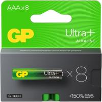 Батарейка GP Ultra+, Alkaline, мизинчиковая, ААА, 8 шт в упаковке - фото
