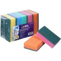 Губка для мытья посуды Donna-Bella, поролон, 9.5x6.5 см с абразивным слоем (5 штук в упаковке) - фото