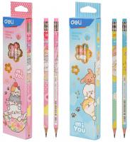 Карандаш чернографитный 2В заточенный Deli MiYou цвет корпуса в ассортименте - фото