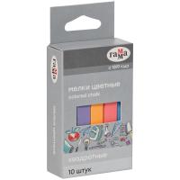 Мел школьный набор 10 цветов, квадратный, мягкий Гамма (уп. 10 шт) - фото