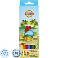 Карандаши цветные 18 цветов шестигранные Koh-I-Noor BIRDS - фото