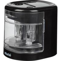 Точилка для карандашей электрическая с контейнером двойная Attache Leader черная - фото