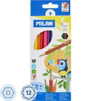 Карандаши цветные 12 цветов шестигранные Milan - фото