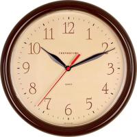 Часы настенные, Troyka 21234287, диаметр 245 мм, пластиковые, цвет коричневый - фото