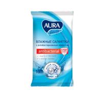 Влажные салфетки AURA FAMILY с антибактериальным эффектом pocket-pack 15шт - фото