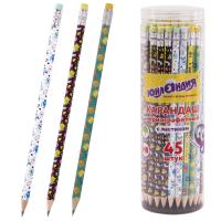 Карандаш чернографитный HB заточенный с ластиком Юнландия Монстрики цвет корпуса в ассортименте - фото