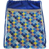 Мешок для обуви №1 School Клетка синяя со светоотражателем - фото