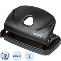 Дырокол до 10 листов Attache Power черный с линейкой - фото