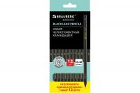 Набор карандашей чернографитных разной твердости 2Н-4В заточенных BRAUBERG Black Jack (уп. 12 шт)