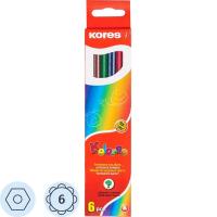 Карандаши цветные 6 цветов шестигранные Kores - фото