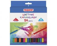 Карандаши цветные 24 цвета шестигранные Пифагор - фото