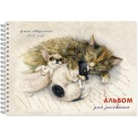 Альбом для рисования акварелью А4 20 листов Спящие дружочки, на гребне - фото