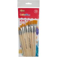 Набор кистей синтетика плоский пучок №1 School Шустрики ColorPics (уп. 10 шт) - фото