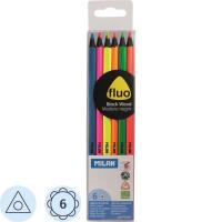 Карандаши цветные флуоресцентные 6 цветов трехгранные Milan fluo - фото
