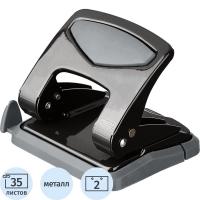 Дырокол до 35 листов Attache черный с блокиратором и линейкой - фото