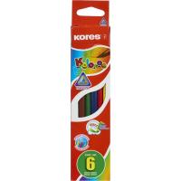 Карандаши цветные 6 цветов трехгранные Kores - фото