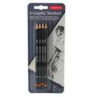 Набор карандашей чернографитных разной твердости заточенных Derwent Graphic Medium (уп. 4 шт) - фото