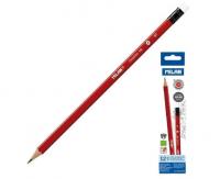 Карандаш чернографитный НВ заточенный с ластиком  MILAN шестигранный - фото