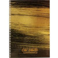 Бизнес-тетрадь А4 в клетку 96 л на спиральи Attache Selection Gold Collection картон, черная - фото