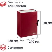 Папка архивная с завязками 240x120x330 мм складная бумвинил красная Attache - фото