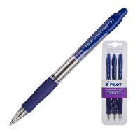 Ручка шариковая синяя 0.32 мм автоматическая Pilot BPGP-10R-F-Super Grip (уп. 3 шт) - фото