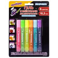 Набор для творчества гель с блёстками ЮНЛАНДИЯ "НЕОНЧИКИ", 6 цветов  - фото