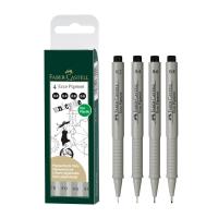 Набор капиллярных ручек черных 0.1, 0.3, 0.5, 0.7 мм Faber-Castell Ecco Pigment (уп. 4 шт) - фото