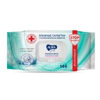 Салфетки влажные AURA FAMILY антибак с крышкой 144шт/уп - фото