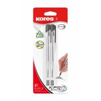 Ручка шариковая черная 1.0 мм Kores K11 (уп. 2 шт) - фото