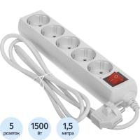 Сетевой фильтр на 5 розеток 1.5 метра Buro 500SL-G серый - фото
