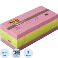 Блок для записей с клеевым краем 38х51 мм Post-it Basic неоновый 3 цвета (12 блоков по 100 листов), цена, описание, фото 1 Блок для записей с клеевым краем 38х51 мм Post-it Basic неоновый 3 цвета (12 блоков по 100 листов) - фото