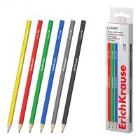 Карандаш чернографитный шестигранный Erich Krause Classic 100 HB цв. корп. в ассортименте - фото