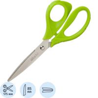 Ножницы 175 мм тупоконечные с анатомическими пластиковыми ручками салатового цвета Attache Spring - фото