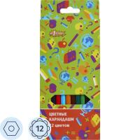 Карандаши цветные 12 цветов шестигранные №1 School Отличник - фото