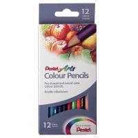 Карандаши цветные 12 цветов шестигранные Pentel Colour Pencils - фото