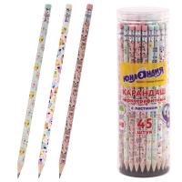 Карандаш чернографитный HB заточенный с ластиком Юнландия Совушка цвет корпуса в ассортименте - фото