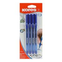 Ручка шариковая синяя 0.7 мм Kores K1-M (уп. 4 шт) - фото