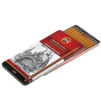 Набор карандашей чернографитных разной твердости 8B-2H заточенных Koh-I-Noor (уп. 12 шт)