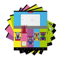 Тетрадь школьная А5 12 листов в клетку Erich Krause Веселые гонки в ассортименте (уп. 10 шт) - фото