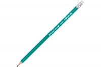 Карандаш чернографитный HB заточенный с ластиком Staff BLP-963 цвет корпуса зеленый - фото